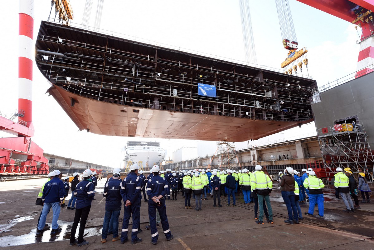  Wonder of the Seas keel was lowered into place at the Chantiers de l’Atlantique shipyard, marking the start of the ship’s physical construction.