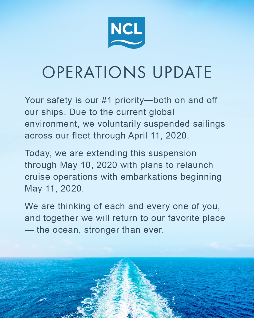 NCL has further delayed #cruising through May 10th