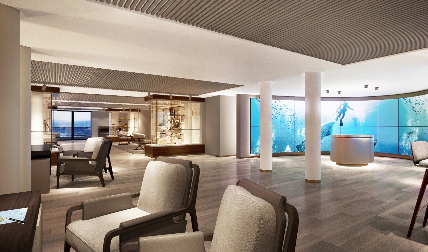 Silver Origin's Explorer Lounge will host daily briefings and lectures from the ship's Expedition Team