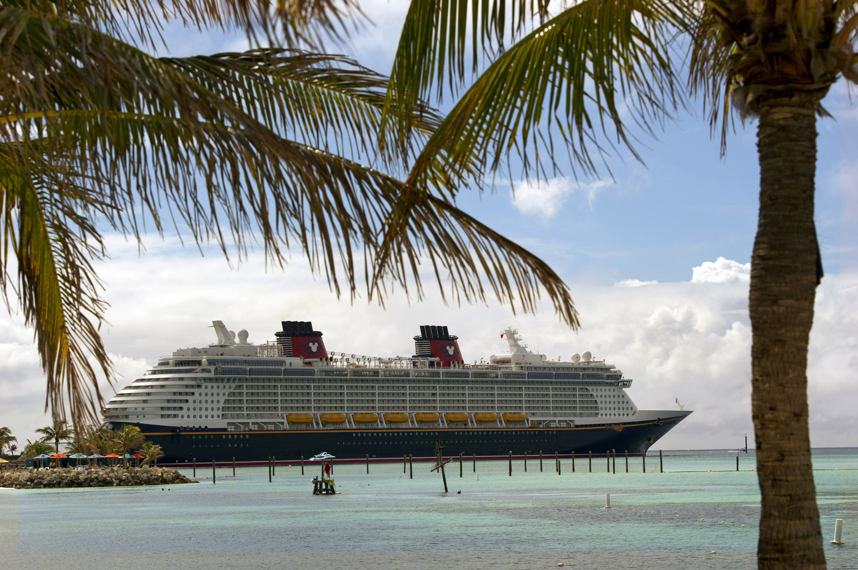 Disney cruise ship seen from Castaway Cay